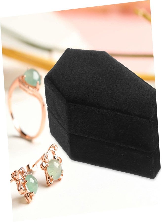 CAXUSD Small Coffin Jewelry Box Velvet Halloween Ring Holder Portable Gothic Earring Display Organizer for Party Storage 3.62X2.12X1.69 Inches - Image 5